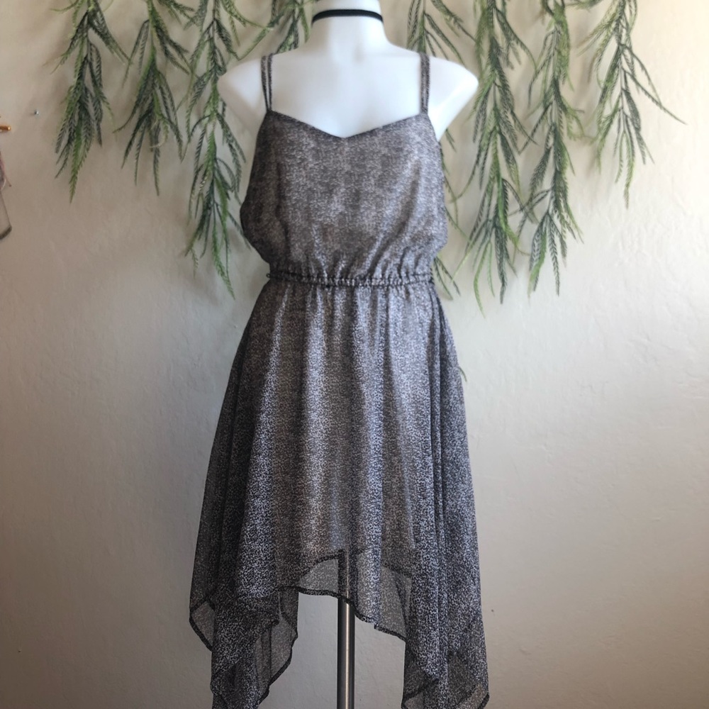 Charlotte Russe Black and White Speckled Handkerchief Hem Dress